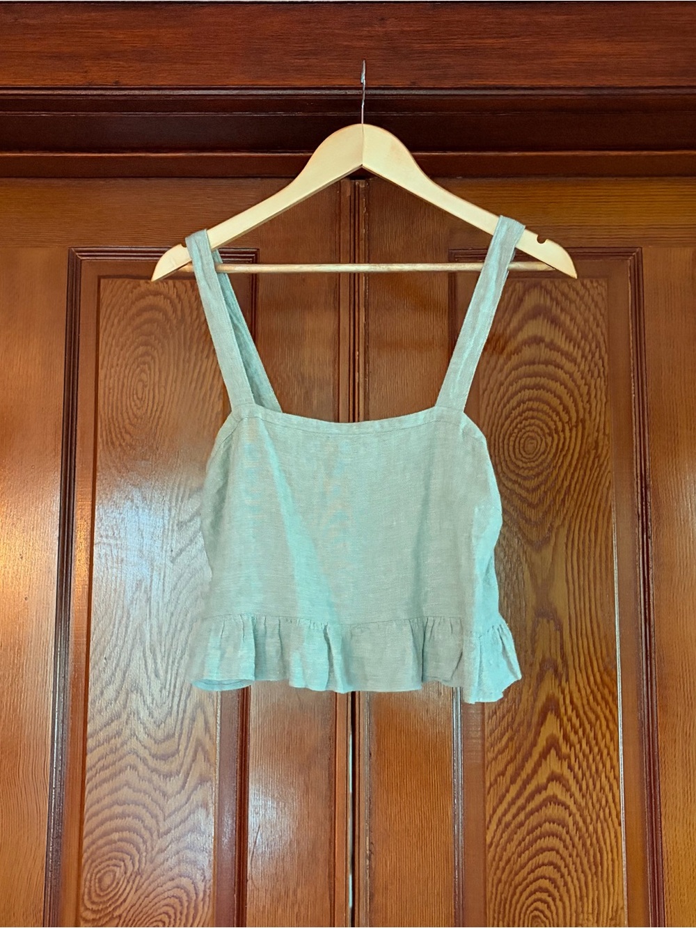 Selva Negra Mint Green Ruffle-Hem Crop Tank
